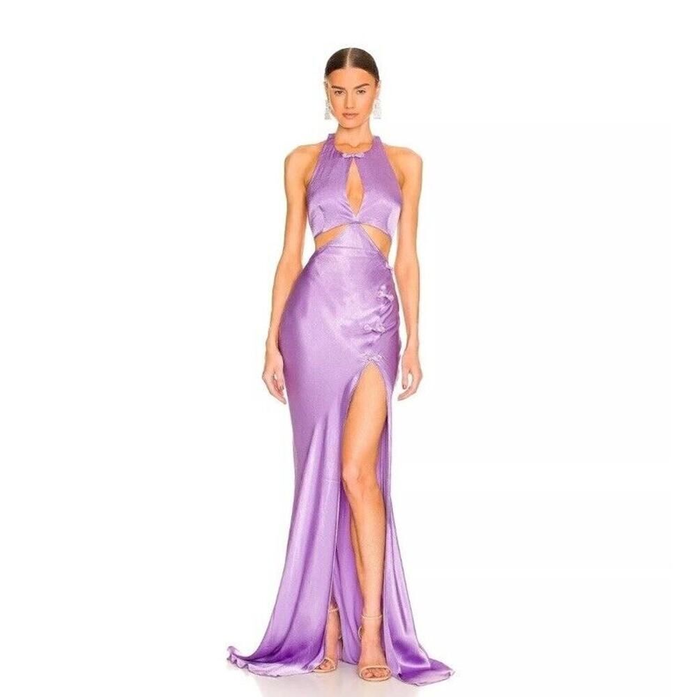 SAU LEE Salome Gown Lilac Purple Bias Cut Satin maxi Dress Sz 2 NWT $450 Revolve